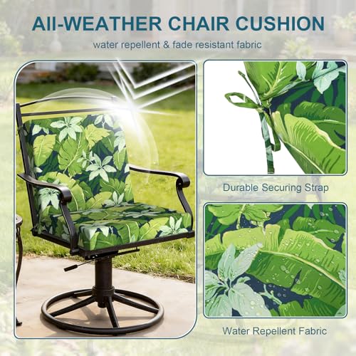 DYTXIII Outdoor Midback Chair Cushions Set of 2-20"x17" Water Repellent & Fade-Resistant Patio Seat Cushions with High-Resiliency Foam, Non-Slip Ties for Dining, Balcony Furniture-Jungle Leaves - color: Jungle Leaves