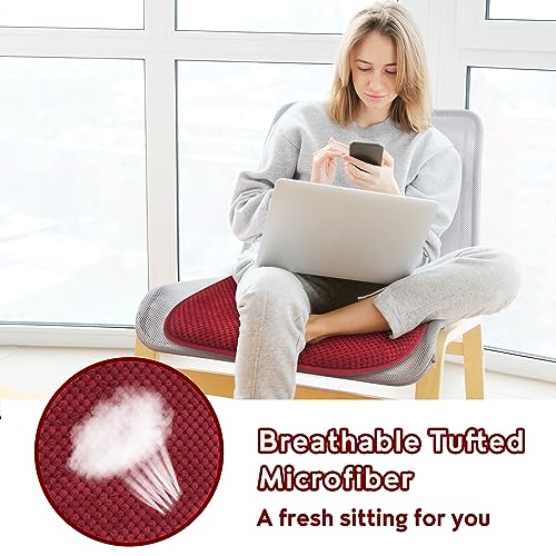Kitchen Chair Cushions for Dining Chairs Red Non-Slip Seat Pads | 17x15 U Shaped Outdoor Patio Chair Cushions Washable Soft Thick Memory Foam Large Office Metal Wooden Chair Pads - color: Burgundy Red