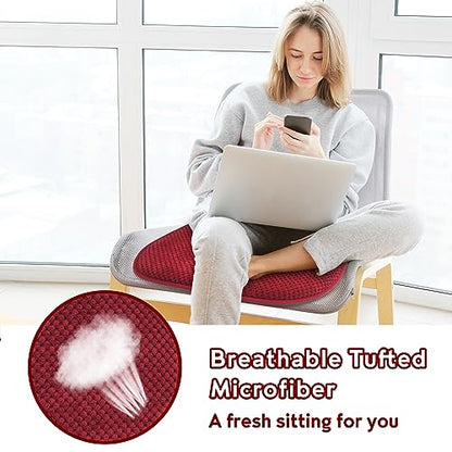 Kitchen Chair Cushions for Dining Chairs Red Non-Slip Seat Pads | 17x15 U Shaped Outdoor Patio Chair Cushions Washable Soft Thick Memory Foam Large Office Metal Wooden Chair Pads - color: Burgundy Red