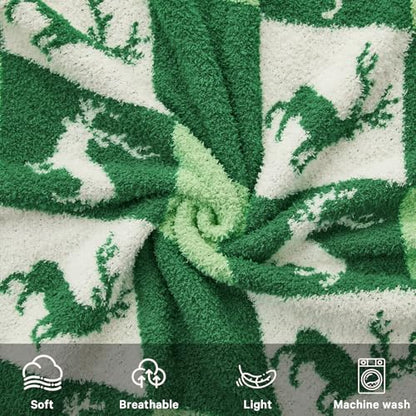 Christmas Knit Throw Blanket - Super Soft Cozy Fuzzy Blankets for Couch, Sofa & Bed, Holiday Throw Blanket，50"x60" - color: Christmas Reindeer, size: Throw/Travel(50"x60")