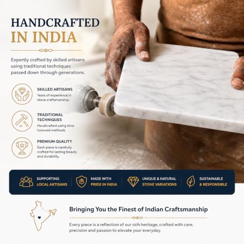 Marble Pastry & Cutting Board, 10x14 Inch | Natural Stone Slab, Non-Slip Feet, For Dough, Cheese, Baking, Serving, Charcuterie, Trivet, Easy to Clean - color: White, size: 14"L x 10"W