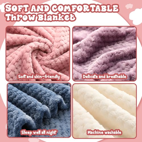 Newwiee 4 Pcs Fleece Throw Blanket, 3D Waffle Textured,Fresh Colors | Soft Lightweight Set for Couch Bed Sofa, Warm Winter Throws, No Shedding Pilling, Flannel Waffle Texture, 50x60 Inch - color: Fresh Colors