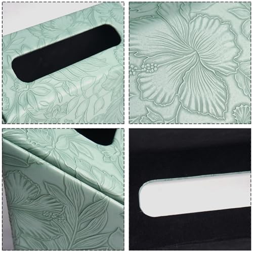 Hand Towels Box Cover,PU Leather Tissue Box Cover Holder Compatible with Kleenex Disposable Paper Hand Towels Suitable for Dining,Kitchen,Bathroom(1-Carved Dark Green) - color: 1-carved Dark Green2
