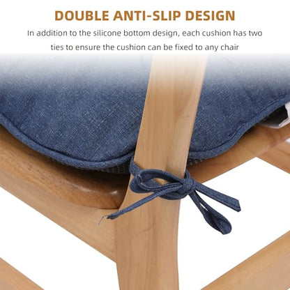 RACE LEAF Indoor Chair Cushions 4 Pack, Tufted Memory Foam Dining Room Chair Pads with Ties and Non-Slip Backing, Kitchen Seat Cushions 15.5" X 15.5" Navy - color: Navy