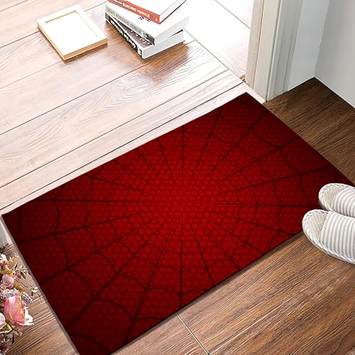 SPUNKER Doormat Red Spider Web Door Welcome Mat Vintage Rustic Yard Non Slip Seasonal Home Decoration Indoor Welcome Mats, Easy Clean Outdoor 17 X 30 Inch - color: Red Spider Web