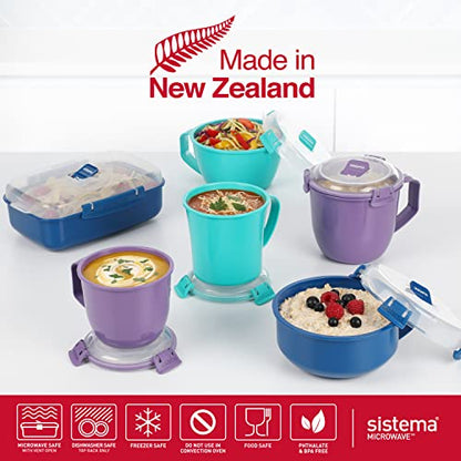 Sistema Microwaveable 900mL Soup Mug, Large Microwave Food Container with Steam-Release Vent, Dishwasher & Freezer-Safe, BPA-Free, Color May Vary, Large (Pack of 4) - size: Large (Pack of 4)