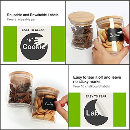 DHSBTLS 9 Pack 12 oz Glass Jars with Airtight Bamboo Lids for Kitchen | 340 ml Pantry Organization Jar, Glass Terrarium with Lid, Spice, Flour and Sugar Container, Canister Set for Kitchen Counter