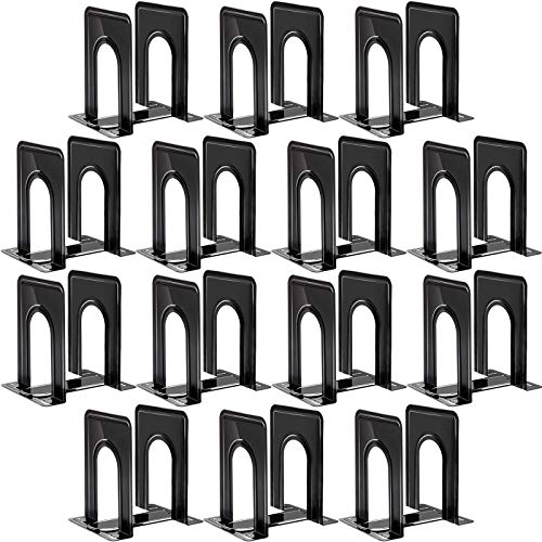 HappyHapi 14 Pairs Book Ends, Heavy Duty Bookends for Shelves, Black | Book Holder for Shelf, Non-Skid Metal Book Holders, Book Ends for Heavy Books, Book Stopper for Library, Office Organization. - size: 14 pairs