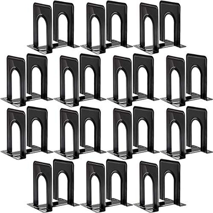 HappyHapi 14 Pairs Book Ends, Heavy Duty Bookends for Shelves, Black | Book Holder for Shelf, Non-Skid Metal Book Holders, Book Ends for Heavy Books, Book Stopper for Library, Office Organization. - size: 14 pairs