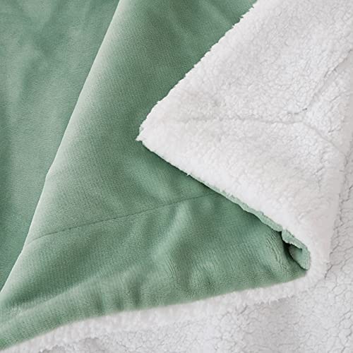 Sherpa Fleece Throw Blanket, Celadon, 50x60 inches | Double-Sided Super Soft Luxurious Plush Blanket Throw Size - color: Celadon, size: 50"×60"