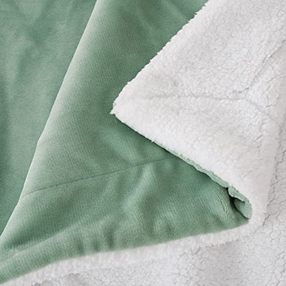 Sherpa Fleece Throw Blanket, Celadon, 50x60 inches | Double-Sided Super Soft Luxurious Plush Blanket Throw Size - color: Celadon, size: 50"×60"