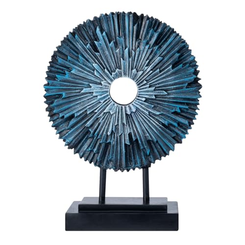 EZ4ENCE Round Statue, Modern Sculpture for Coffee Table, Office Decor, Blue | Minimalist Above Cabinet Decor Kitchen, Home Decorations for Living Room, Office Decor for Men, Center table Decoration - color: Silver&blue