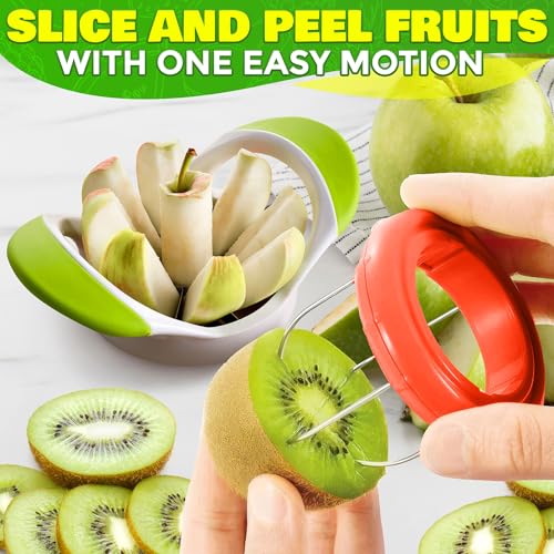 9 Pcs Fruit Slicer Set – Pineapple Corer and Slicer, Watermelon Cutter, Strawberry Huller, Apple Cutter, Avocado, Kiwi Tool and More – Stainless Steel Fruit Cutting Tools for Summer Parties and BBQs