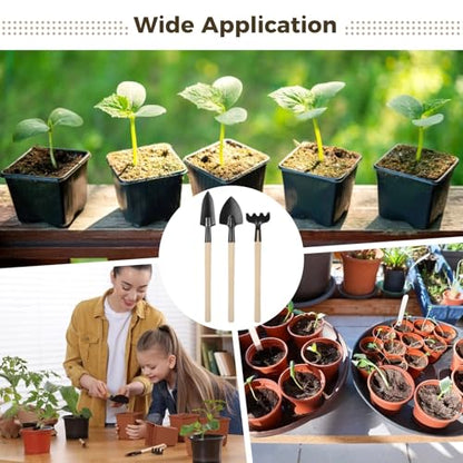8 Sets Mini Gardening Tools, Portable Garden Tool with Wooden Handle, Steel Hand Tool Kit with Rake, Trowel, Shovel for Bonsai, Succulents, Herbs, Indoor Plants, Small Pot Gardening