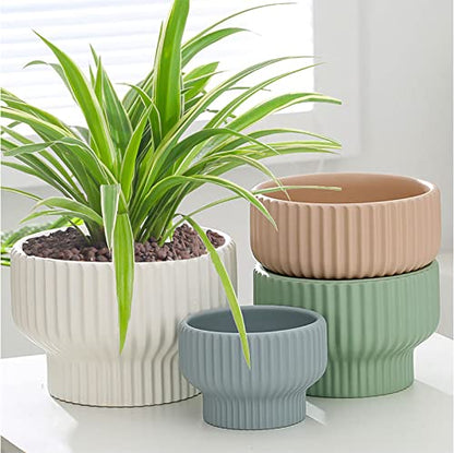 Puoyik 2 Piece Set of Flower Pots 8/6 inches, Ceramic Flower Pots with Drainage Holes, Indoor and Outdoor Plant Flower Planter (7.8/5.9 White) - color: 7.8/5.9 White