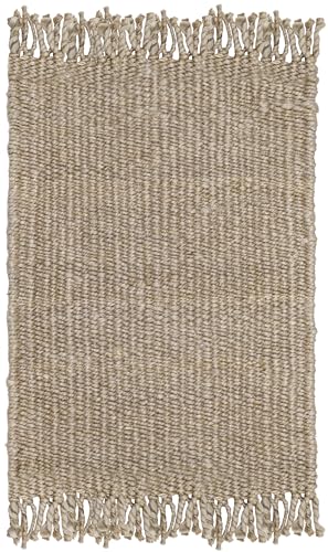 SAFAVIEH Natural Fiber Collection Accent Rug - 2'6" x 4', Grey, Handmade Boho Fringe Woven Jute, Ideal for High Traffic Areas in Entryway, Living Room, Bedroom (NF368C) - color: Grey, size: 2'6" x 4' (Rectangular)