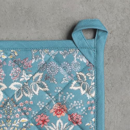Maison d' Hermine Pot Holders 100% Cotton Potholders (8" x 8", Pack of 1) | Heat Resistant Hot Pads with Loop BBQ Cooking Baking Farmhouse Kitchen Handling Hot Pans Spring Summer - Marquise - color: 001 - Marquise, size: 8" x 8" (Pot Holder Pack of 1)