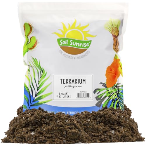 Soil Sunrise Terrarium Potting Soil Mix (8 Quarts) w/Blended Filtering Charcoal Custom Made for Terrariums - size: 8 Quarts