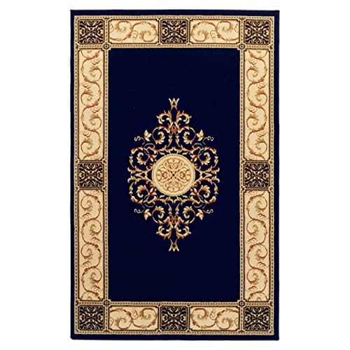 Superior Indoor Area Rug, Floral Medallion Design, 8'x10', Midnight Blue Z | Attractive Rug with Jute Backing, Durable Beautiful Woven Design, Perfect for High Traffic Areas Hallway, Living, Dining Room - color: Midnight Blue - Z, size: 8' x 10' (Rectangu