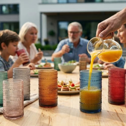 Khen Plastic Hobnail Drinking Highball Glasses Set of 6 Neutral Tones Cups 14oz, Shatterproof & Unbreakable Acrylic Beaded Design, BPA-Free, Dishwasher Safe Indoor/Outdoor Drinkware Water, Cocktails - color: Multicolor, style: Set of 6