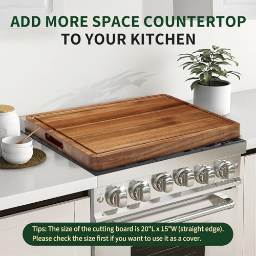 20 Inch Large Acacia Wood Cutting Board, 1.3 Inch Thick Reversible Butcher Block for Kitchen, Large Charcuterie & Cheese Board with Deep Juice Groove, for Serving, Meat, Vegetables - size: 20"L x 15"W