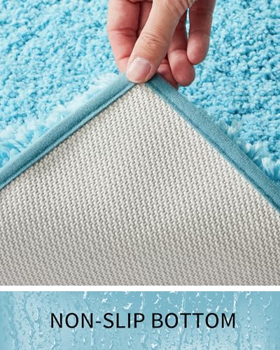 Toilet Rugs U-Shaped Mat 24x22, Contour Bathroom Mat - Ultra Soft & Absorbent Microfiber, Quick-Dry, Machine Washable with High Density Foam Latex Non Slip Backing, Teal - color: Teal, size: 24" X 22"(Toilet Rug)