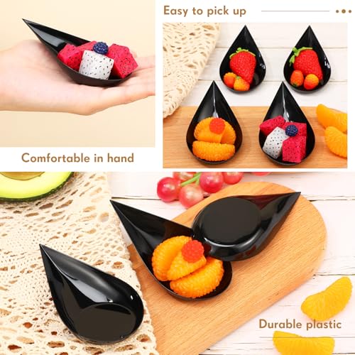 200 Pcs 4 Inch Appetizer Plates Disposable Plastic, Black - color: Black