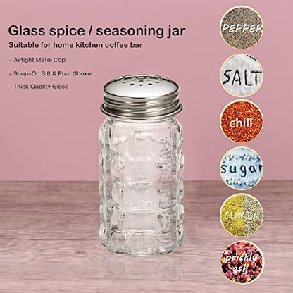 Retro Style Salt and Pepper Shakers with Stainless Tops (2) - style: Salt and Pepper Shakers