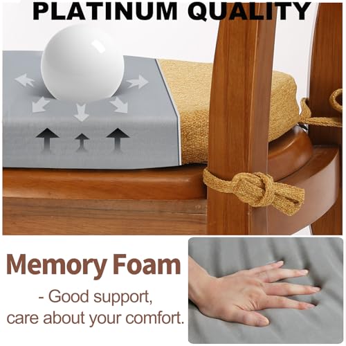 SINOSSO 1 Pack Memory Foam Chair Cushions for Dining Chair, Friendly Woven Fabric 16" U-Shape Comfortable Kitchen Chair Pad, Removable Slip Resistant Seat Cushion (1 Piece, Yellow) - color: Yellow