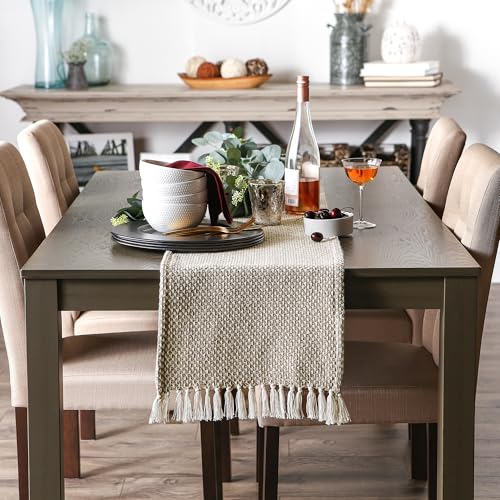 DII Woven Basics Collection 100% Cotton Knit Table Runner, 15x72, Stone - color: Stone, size: 15x72"