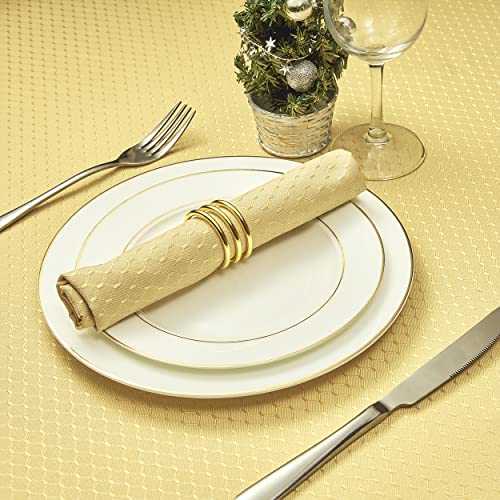 Gold A Jacquard 17x17 Square Polyester Cloth Napkins Set of 8 | Waterproof, Stain Resistant, Shrink Proof, Washable, fabric, Outdoor, Dining, Wedding, Kitchen, Party, Banquet, Reusable - color: Gold a