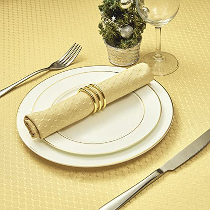 Gold A Jacquard 17x17 Square Polyester Cloth Napkins Set of 8 | Waterproof, Stain Resistant, Shrink Proof, Washable, fabric, Outdoor, Dining, Wedding, Kitchen, Party, Banquet, Reusable - color: Gold a
