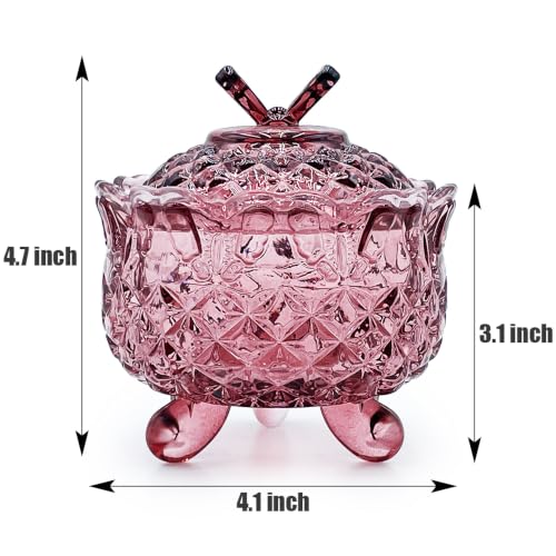 Crystal Glass Candy Snack Barrel Storage Jar Embossed Luxury Cookie Buffet Canister With Lids Jewelry Box Jar Biscuit Containers（Butterfly-Purplish-Red） - color: Butterfly-Purplish-Red