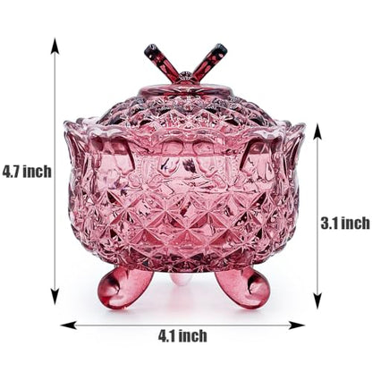 Crystal Glass Candy Snack Barrel Storage Jar Embossed Luxury Cookie Buffet Canister With Lids Jewelry Box Jar Biscuit Containers（Butterfly-Purplish-Red） - color: Butterfly-Purplish-Red