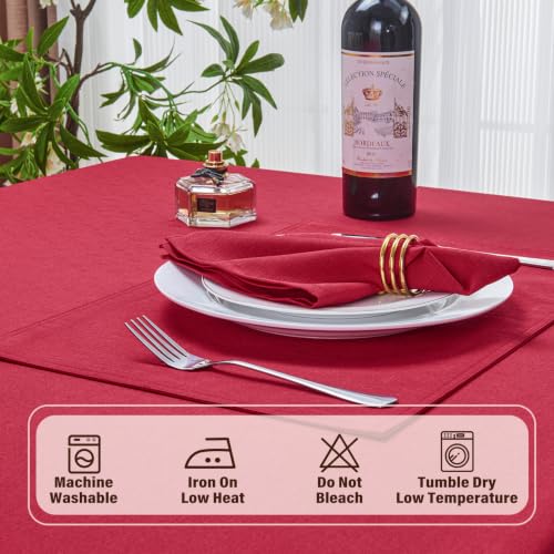 DarkRed 17x17 Polyester Linen Farmhouse Cloth Napkins Set of 8 | Waterproof, Stain Resistant, Shrink Proof, Washable, fabric, Outdoor, Reusable, Dining, Wedding, Kitchen, Party, Birthday - color: Darkred