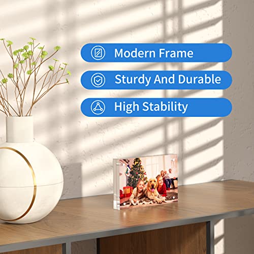 NIUBEE 4x6 Acrylic Picture Frame, Photo Frame 20% Thicker Block | Shatterproof &Safe, 95% High Transparency, UV protection, Double-sided display Magnetic Desktop Frames for Picture Display - size: 4x6"(1 Pack)