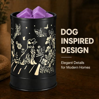 nawaza Wax Melts Warmer Scented Metal 2-in-1 Electric LED Burner Dog | Wax cubes & candle melter, essential oil burner, home office bedroom decor, dog themed aroma gift - style: Dog