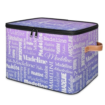 Custom Storage Basket with Name, Personalized Keepsake Box, Purple | Foldable Fabric Gradient Large Memory Bin with Handle Lid Lightweight Waterproof Dustproof, 14"L x 10.2"W x 10.4"H - color: Option 23