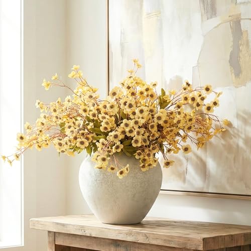 24pcs Faux Yellow Spring flowers With Stems, 23" Long Stems For Home Decor | Realistic Wildflowers Artificial Floral for Office, Table Centerpiece, Yellow Flowers Arrangements, Modern Farmhouse Decor - color: Yellow Wild