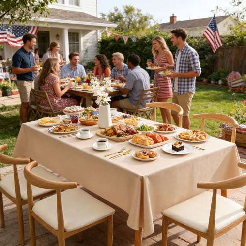 PVC Tablecloth Waterproof Rectangle Table Cloth, Oil Proof & 185°F Heat Resistant Wipeable Cover, Heavy Duty Non for Kitchen Dining Camping Festivities (70"x55") (Champagne Color) - color: Champagne Color