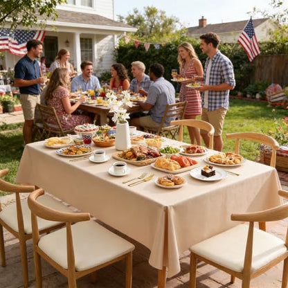 PVC Tablecloth Waterproof Rectangle Table Cloth, Oil Proof & 185°F Heat Resistant Wipeable Cover, Heavy Duty Non for Kitchen Dining Camping Festivities (70"x55") (Champagne Color) - color: Champagne Color