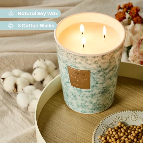 M&SENSE Extra Large Candle 35oz 150H FreshSageCitrus Scented Candle,3 Wick Highly Scented Jar Candle, XL Candles Gift for Stress Relief, Meditation, Yoga - color: FreshSageCitrus, size: Large