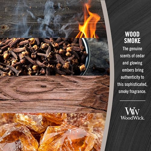 WoodWick Wood Smoke Hourglass Candle 9.7 oz. Medium Fall Candle with Crackling Wick for Smooth Burn Aromatherapy Soy Wax Blend - color: Wood Smoke, size: 9.7oz
