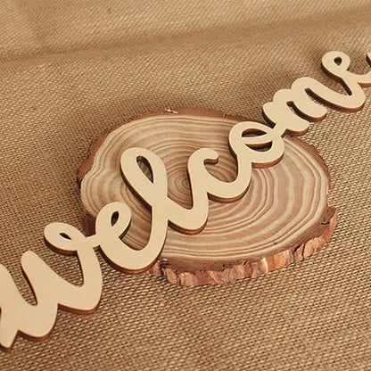 Amosfun 10 Pcs Welcome Door Sign Unfinished Wood Hanging Boards with 10 Lanyards Wooden Welcome Sign Crafts for Front Door Wall Entryway Home Cafe Shop Bar Decor