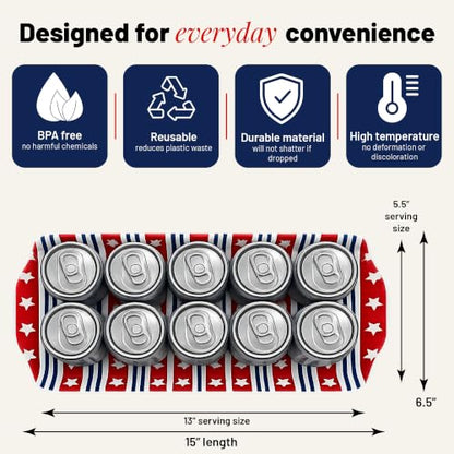 Red White & Blue Stars & Stripes Melamine Serving Tray Patriotic Platter | By Sprinkles & Confetti 4th of July Memorial Day Summer Parties Hosting BPA-Free Reusable Entertaining Food Displays - color: Americana Red & Blue Stars and Stripes