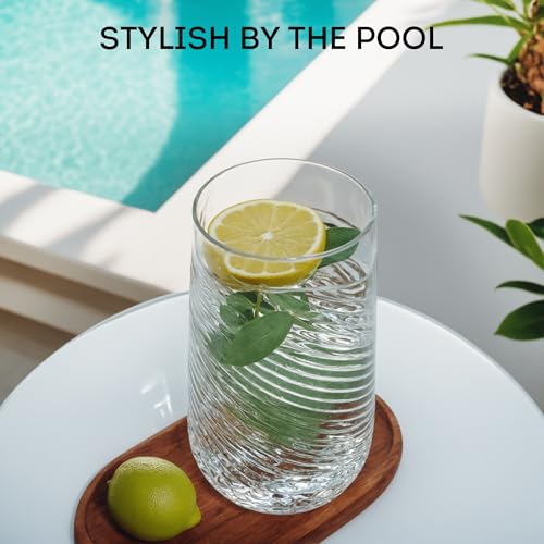 Lily's Home 26oz Plastic Drinking Tumblers - Set of 4 BPA-Free Plastic Drinking Glasses for Indoor/Outdoor - Durable Cups for Kitchen, Parties, Barbecues -Reusable Tumblers for Water, Juice, Cocktails - size: 26 Ounces (Tumbler)