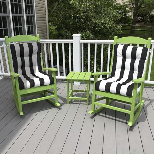 LVTXIII Outdoor Tufted Low Back Cushions Set of 2 Patio Seasonal Replacement Rocking Chair Cushion with Ties, Solid Seat and Back Chair Cushion, 42 L x 21W, Cabana Black - color: Cabana Black, size: 42x21x4