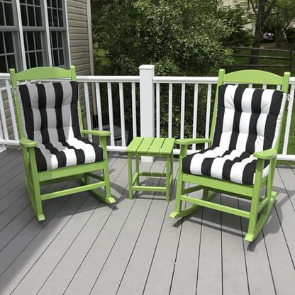 LVTXIII Outdoor Tufted Low Back Cushions Set of 2 Patio Seasonal Replacement Rocking Chair Cushion with Ties, Solid Seat and Back Chair Cushion, 42 L x 21W, Cabana Black - color: Cabana Black, size: 42x21x4