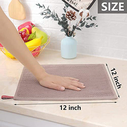 100% Cotton Waffle Weave Kitchen Dish Cloths, 6 Pack Ultra Soft Absorbent, Quick Drying Dish Towels, 6x6 Inches, Dish Rags for Drying Dishes & Daily Kitchen Use (Light Brown) - color: Light Brown