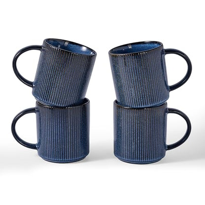 famiware Coffee Mug Set of 4, Star 16 oz Large Mugs Cup Set with Handle | Ceramic Mug for Coffee, Latte, Tea, Stackable Drinkware Set, Microwave & Dishwasher Safe, Nebulas Blue - color: Nebulas Blue, size: 4 Count (Pack of 1)